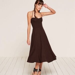 Reformation Cosette halter midi dress brown